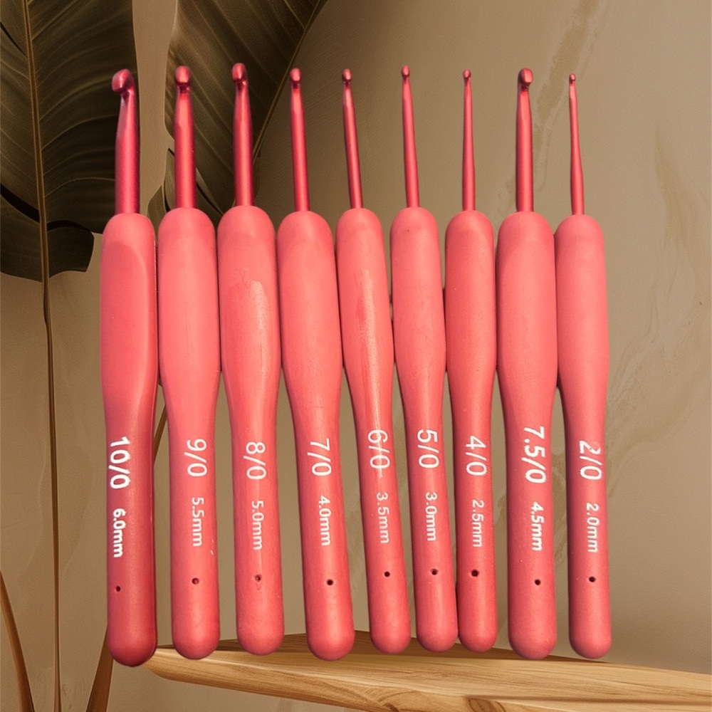 9pcs maroon crochet hooks set
